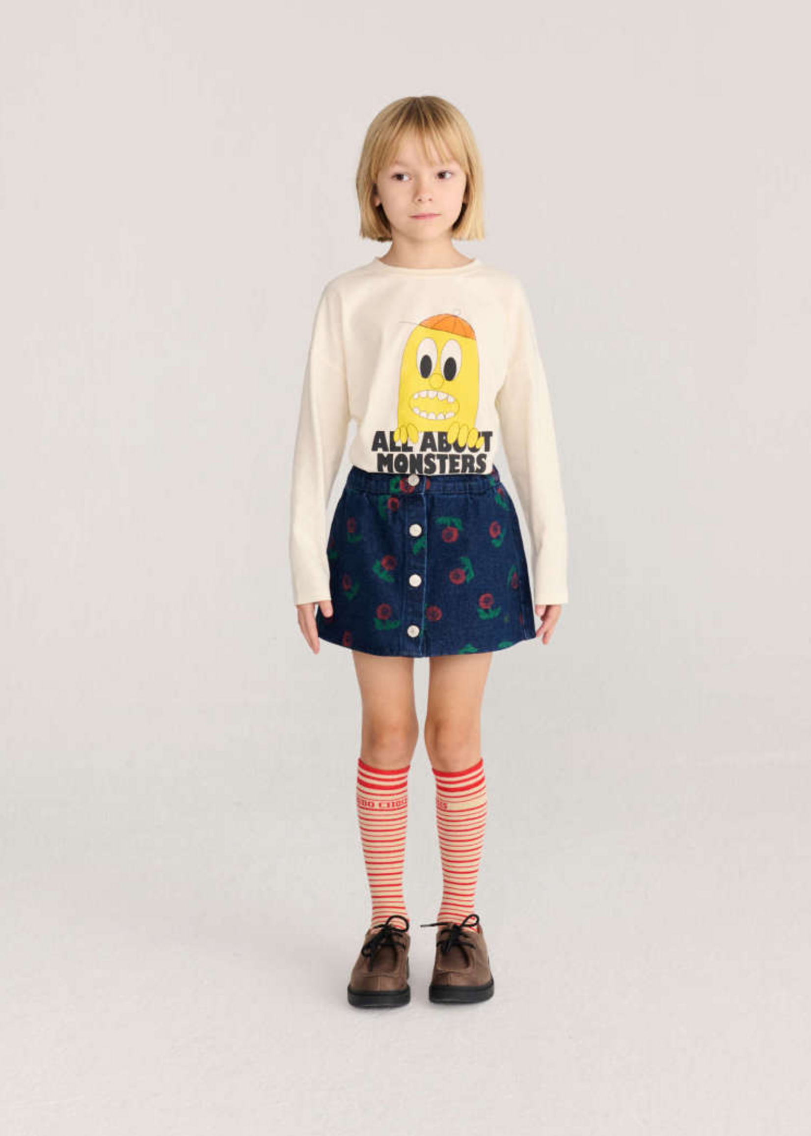 Bobo Choses Stamp bloom all over denim skirt - Bobo Choses