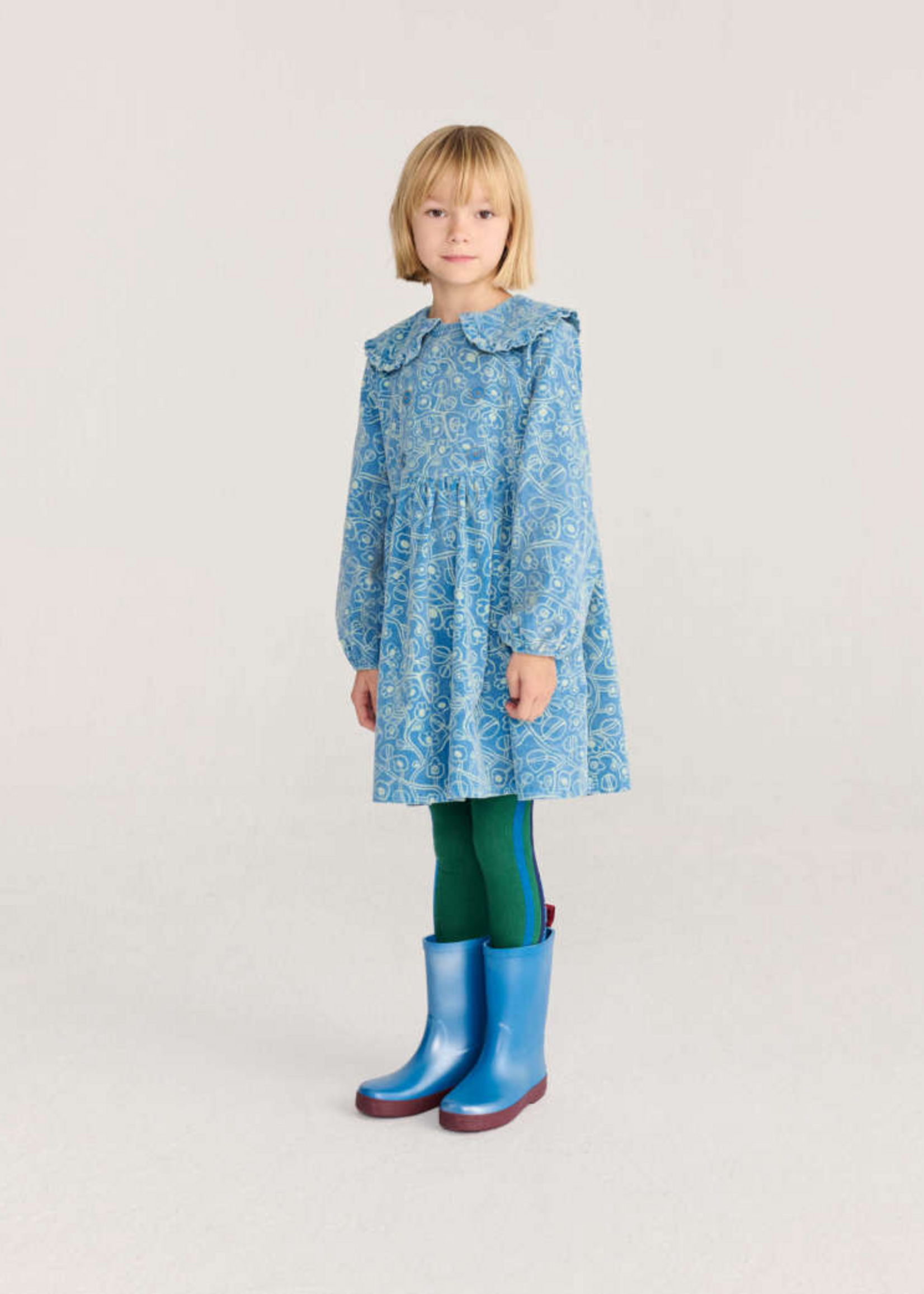 Bobo Choses Sketchy allover flowers corduroy dress - Bobo Choses