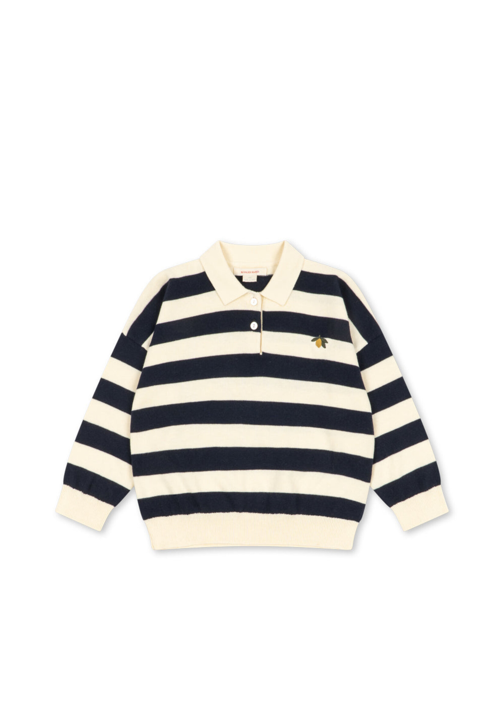 Konges Slojd Manis knit polo Navy stripe - Konges Slojd