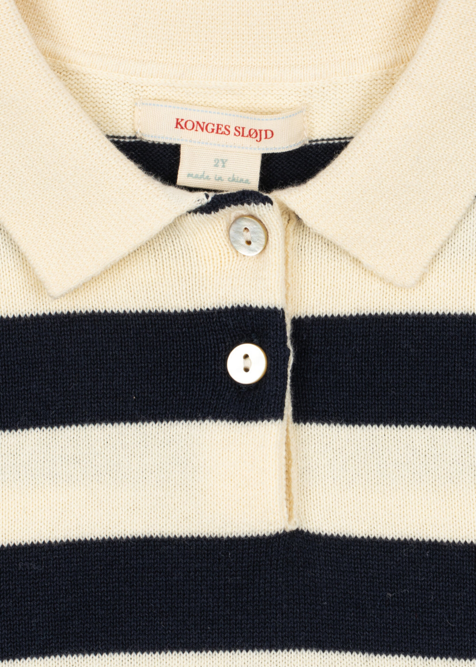 Konges Slojd Manis knit polo Navy stripe - Konges Slojd