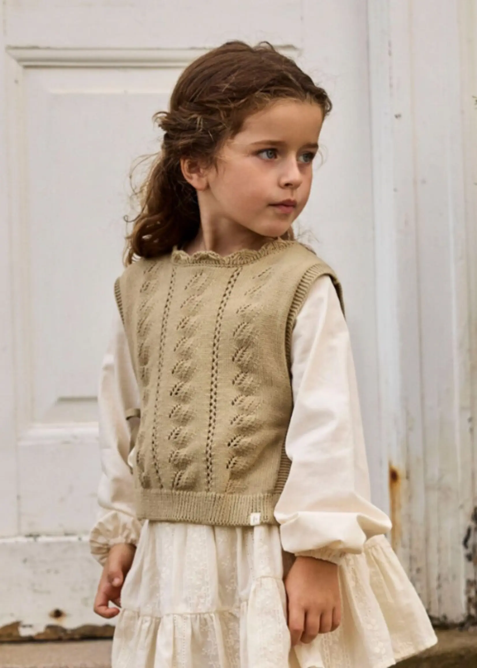 Lil Atelier Leou ls knit vest | Twill - Lil Atelier
