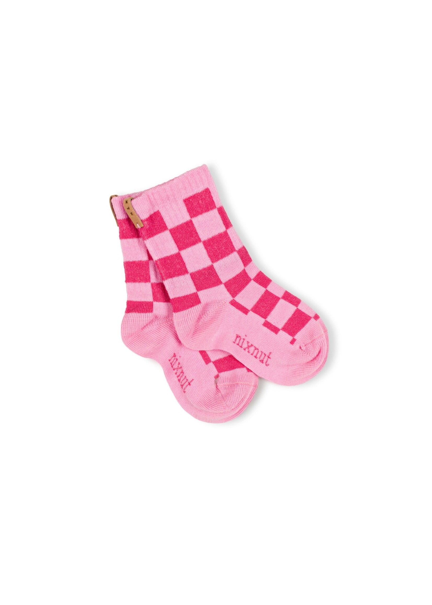Nixnut Checkered socks Cherry - Nixnut