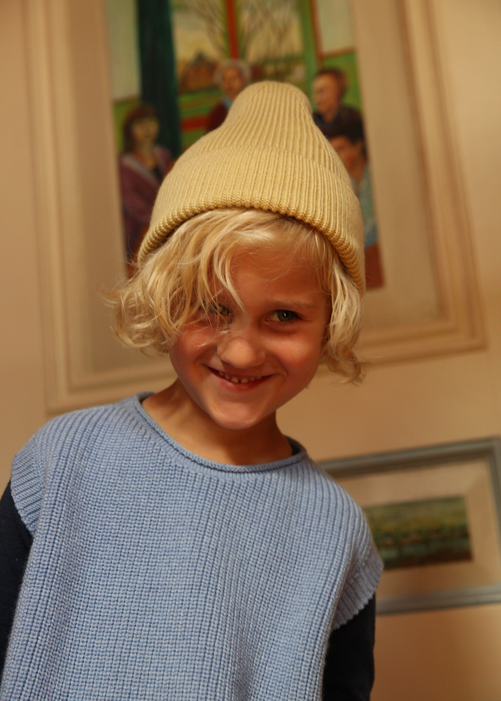 HVID Beanie Fonzie kids Light yellow - Hvid