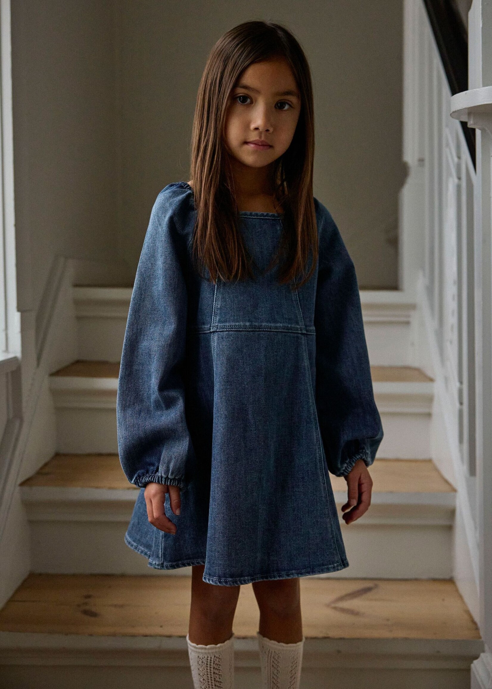 Lil Atelier Bello LS loose dnm dress | Dark blue denim - Lil atelier