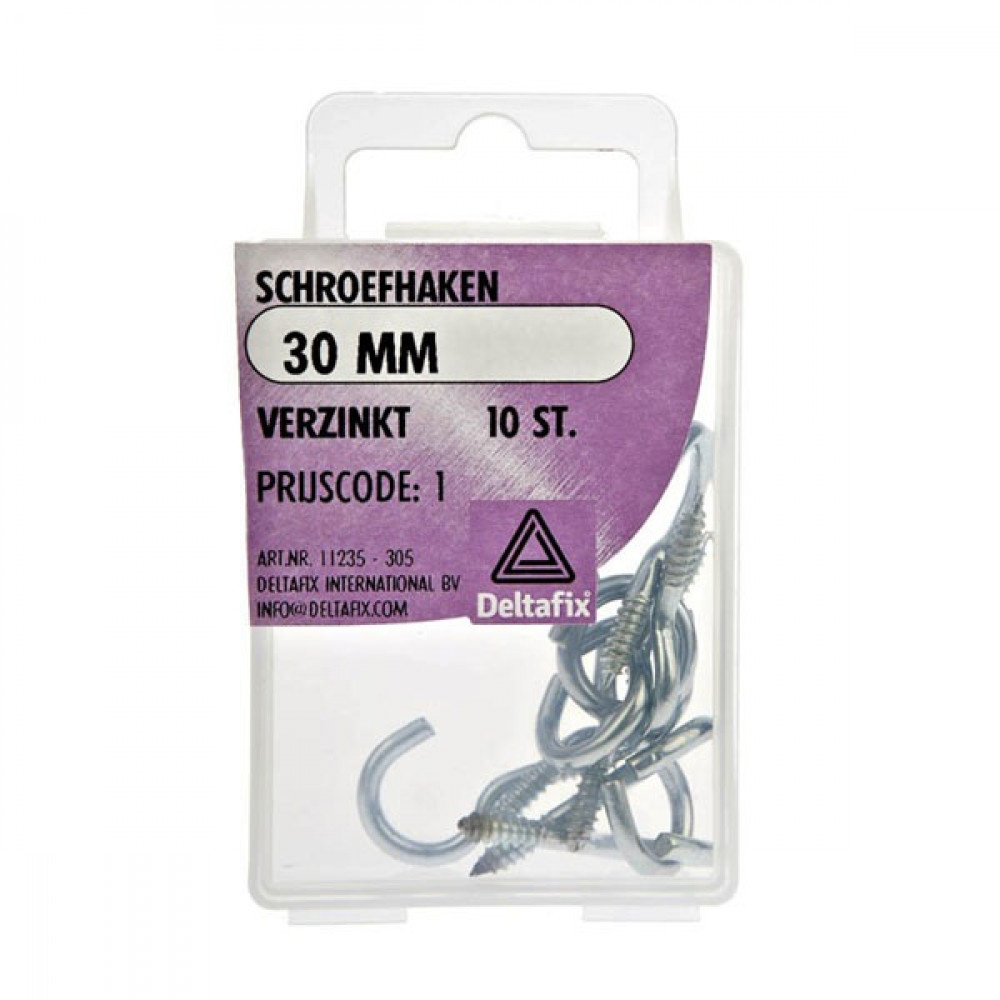 Deltafix Schroefhaak Verzinkt 30mm Set 10st Deltafix Schroefhaak Verzinkt 30mm Set 10st