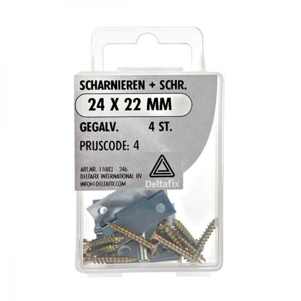 Deltafix Scharnier 24x22mm Gegalvaniseerd Set 4st Deltafix Scharnier 24x22mm Gegalvaniseerd Set 4st