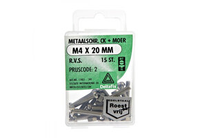 Deltafix Metaalschroef + Moer CK RVS CK M4x20mm 15st