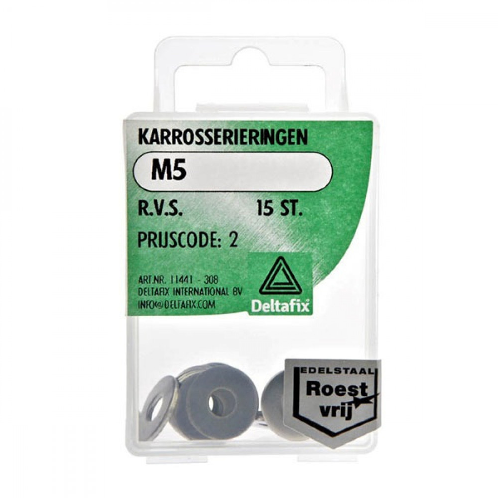 Deltafix Carrosserieringen RVS M5 15st Deltafix Carrosserieringen RVS M5 15st