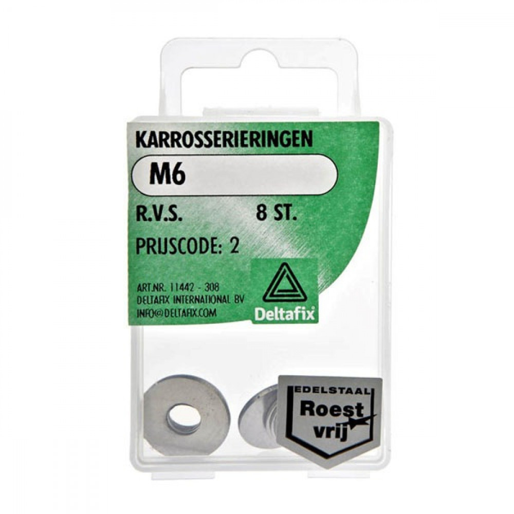 Deltafix Carrosserieringen RVS M6 8st Deltafix Carrosserieringen RVS M6 8st