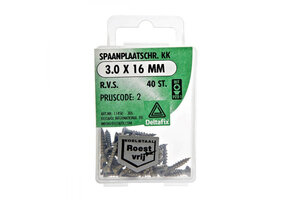 Deltafix Spaanplaatschroef KK RVS 3.0x16 mm Set 40st