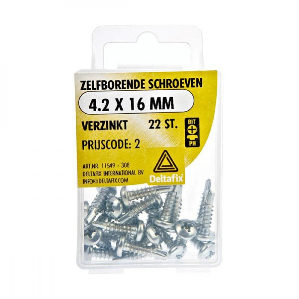 Deltafix Zelfborende Schroef Verzinkt 4.2x16mm Set 22st Deltafix Zelfborende Schroef Verzinkt 4.2x16mm Set 22st