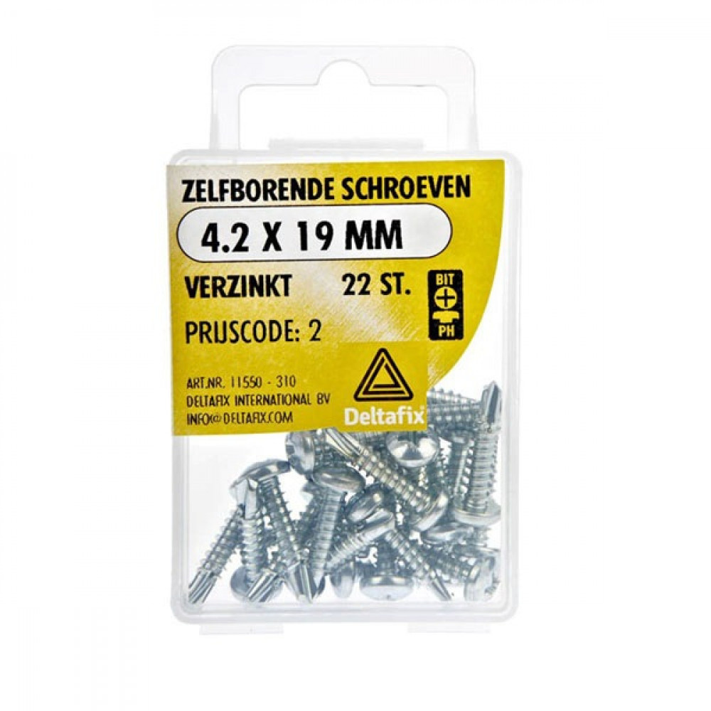 Deltafix Zelfborende Schroef Verzinkt 4.2x19mm Set 22st Deltafix Zelfborende Schroef Verzinkt 4.2x19mm Set 22st