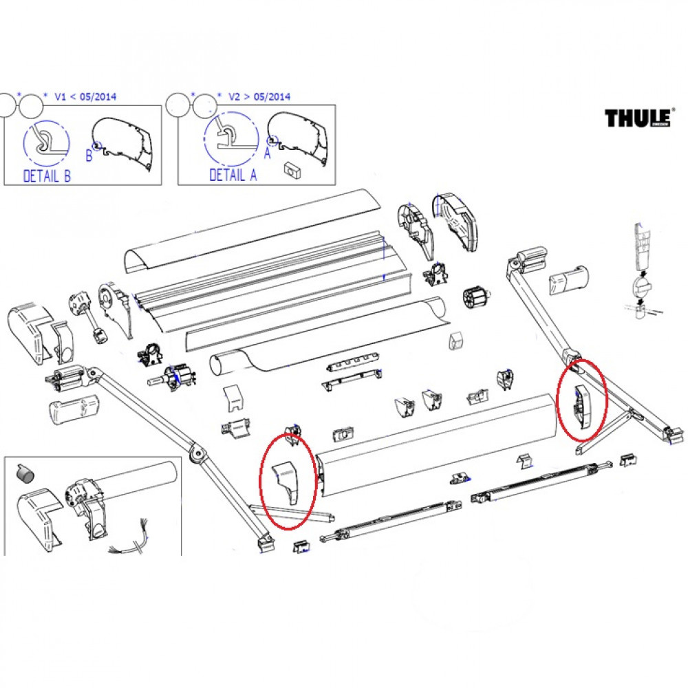 Thule Eindkap Lead Rail LH+RH 9200 Wit Thule Eindkap Lead Rail LH+RH 9200 Wit