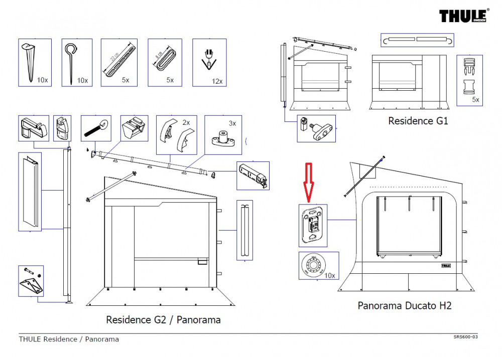 Thule Panorama Ducato H2 Voet Bevestiging 2st.