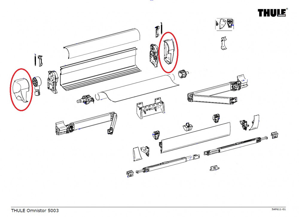 Thule Eindkap Lead Rail LH+RH 5003 Thule Eindkap Lead Rail LH+RH 5003