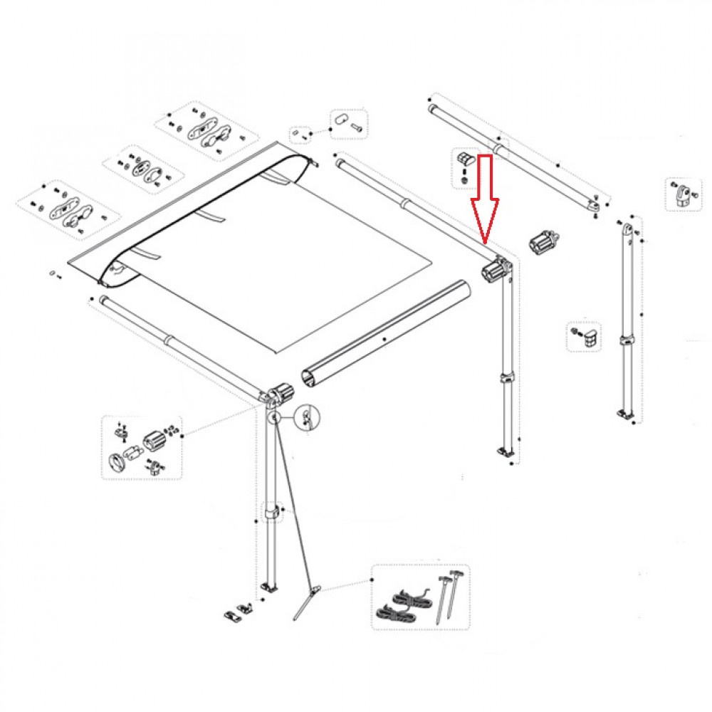 Fiamma Staander + spanarm CaravanStore 350-550 Rechts Fiamma Staander + spanarm CaravanStore 350-550 Rechts
