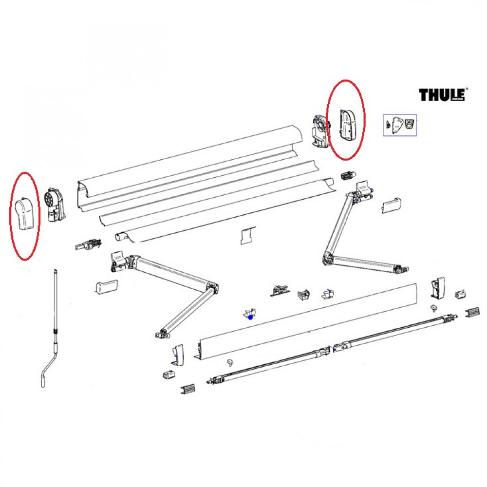 Thule Eindkap Mainhousing LH+RH 4900 Geanodiseerd