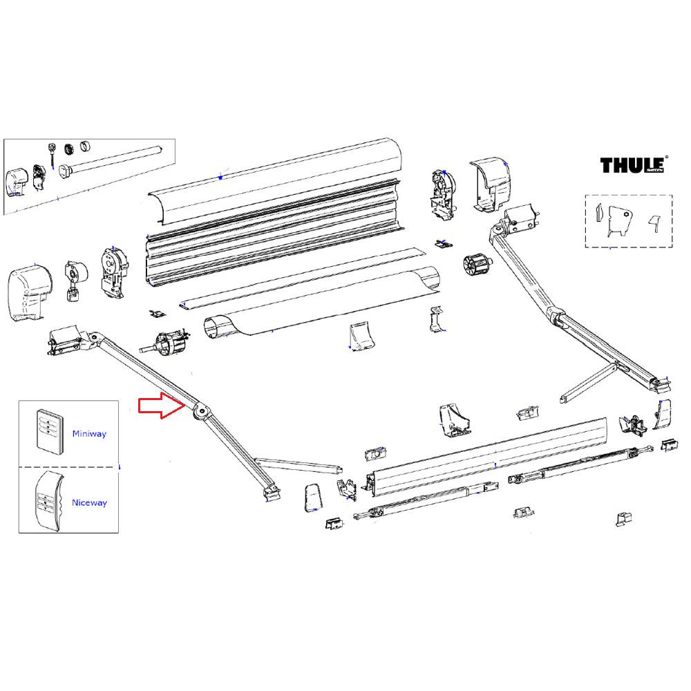 Thule 8000 Knikarm links 3.5m Thule 8000 Knikarm links 3.5m