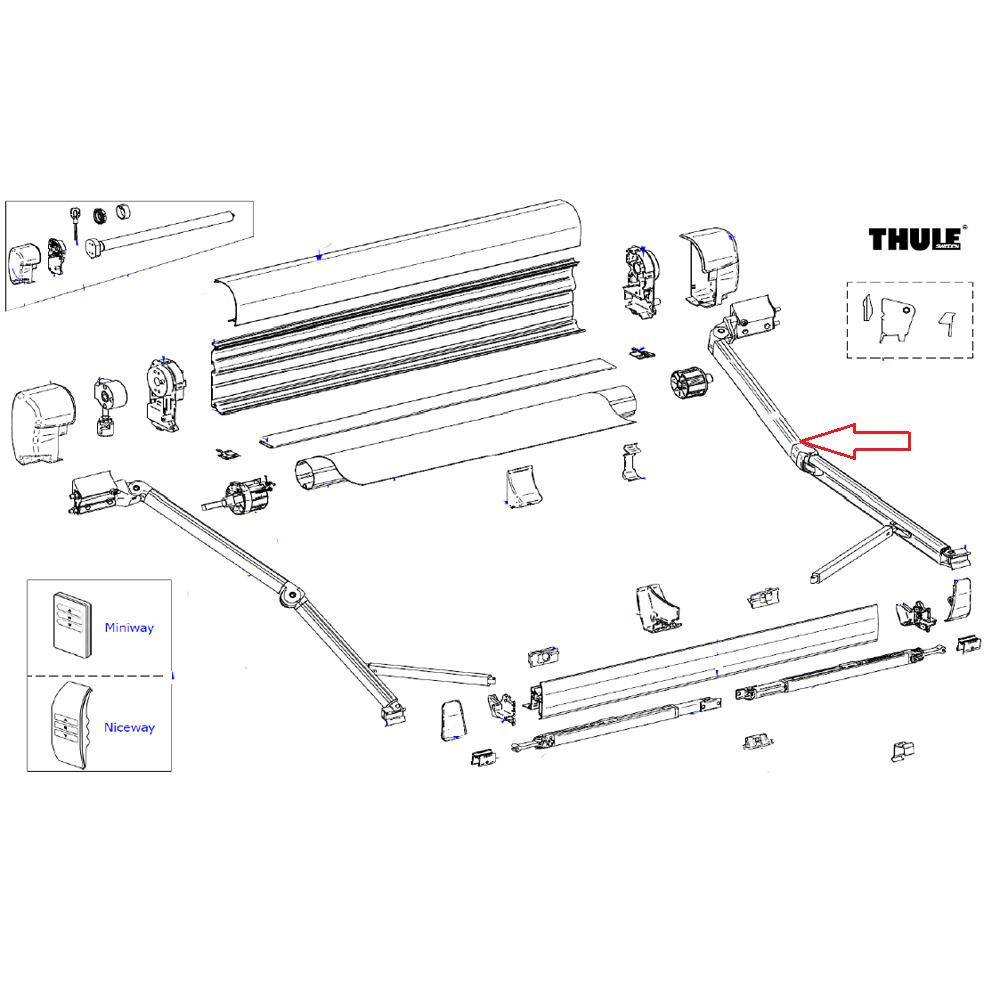 Thule 8000 Knikarm rechts 3.5m Thule 8000 Knikarm rechts 3.5m