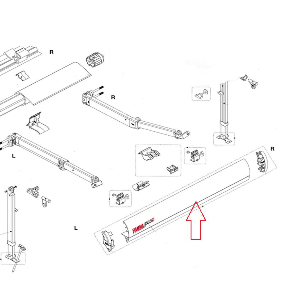 Fiamma F65s Polar White 370 Leadbar met Eindkappen