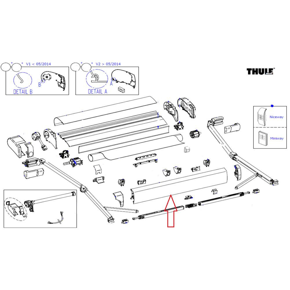 Thule 9200 Lead Rail 550m Geanodiseerd