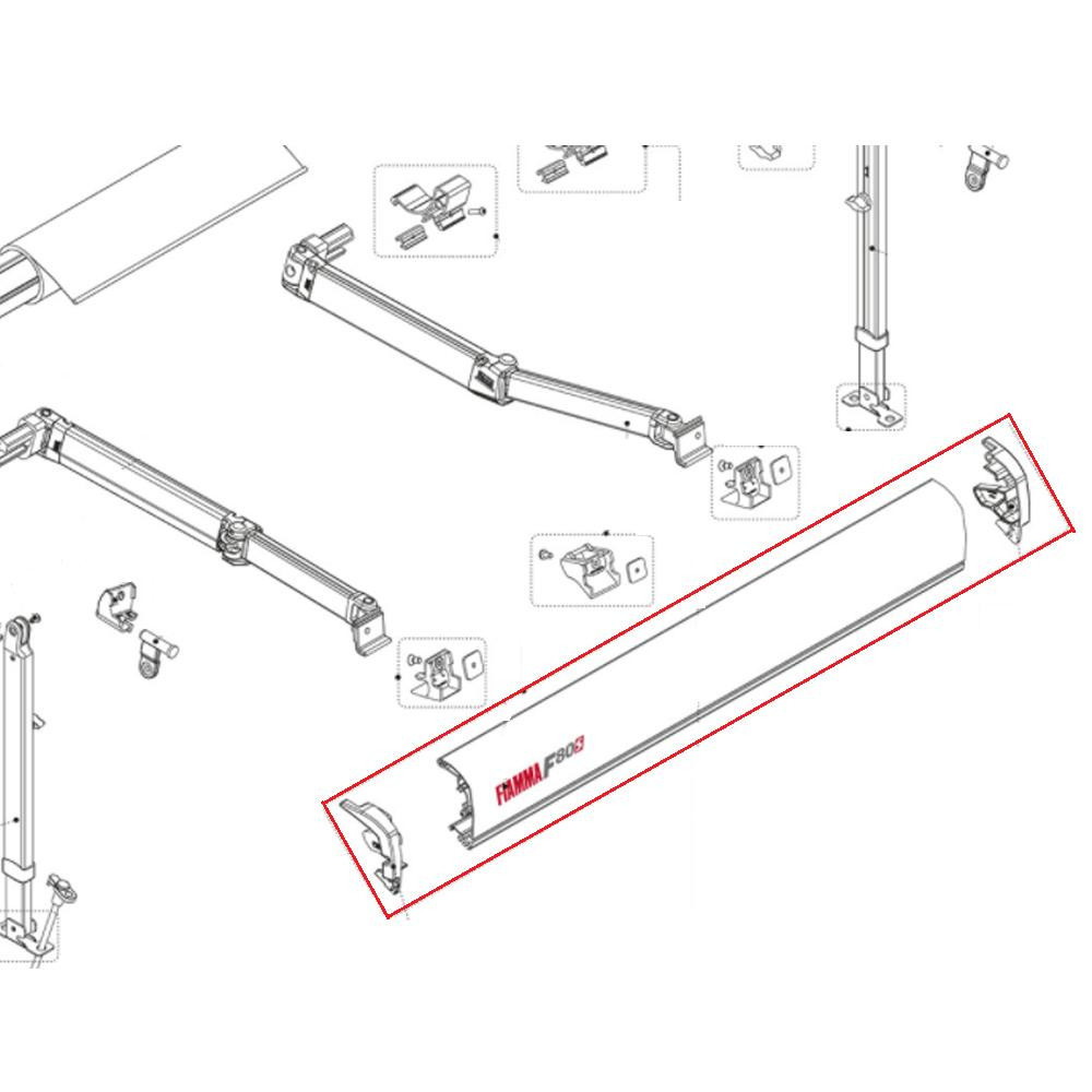 Fiamma F80S Lead Rail met Eindkappen 290 Deep Black