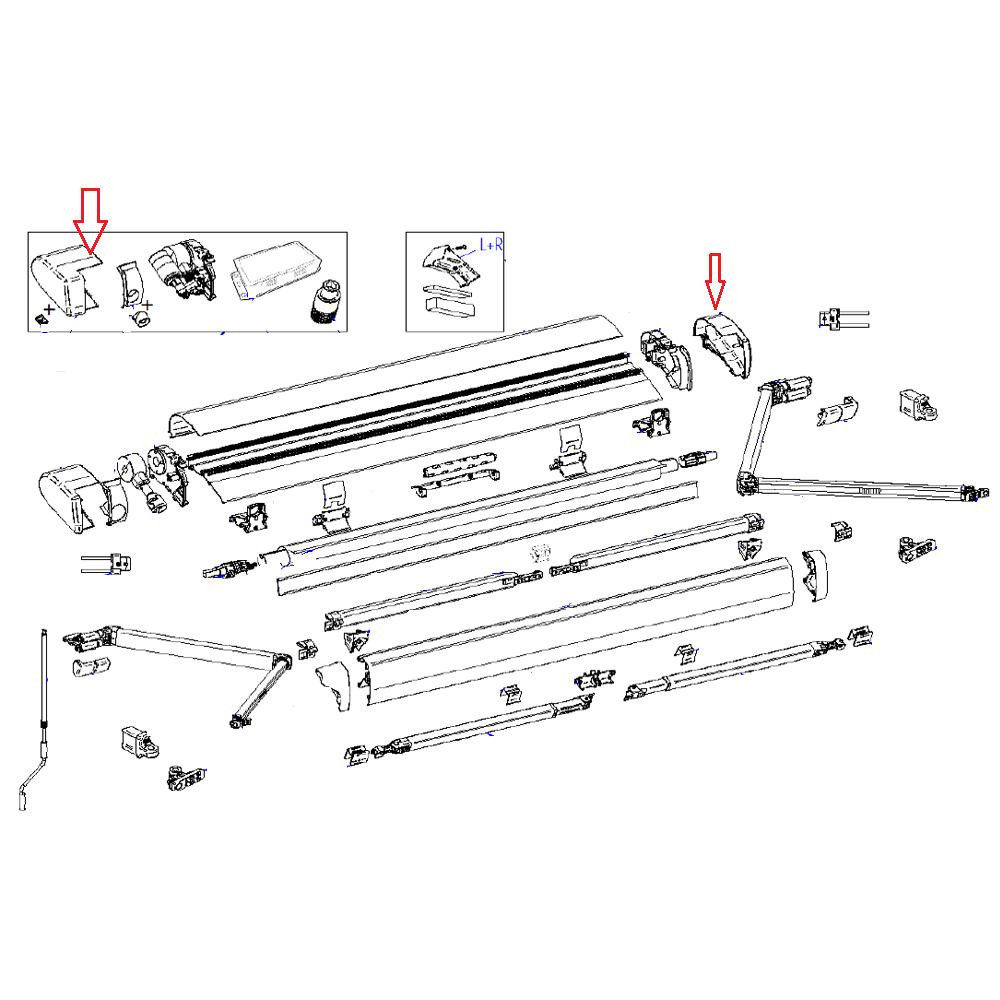 Thule 6300 Eindkap Motor 12V L+R Geanodiseerd Thule 6300 Eindkap Motor 12V L+R Geanodiseerd