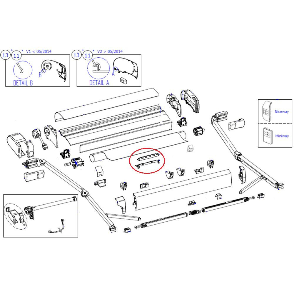 Thule 9200 Center Support Roller Tube Thule 9200 Center Support Roller Tube