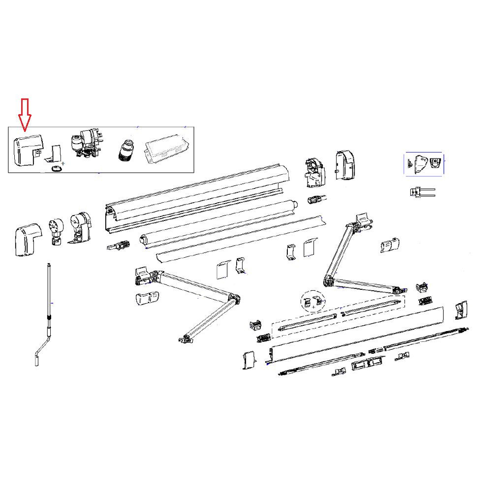Thule Main Housing 5200 12V Endcap LH + RH Antraciet