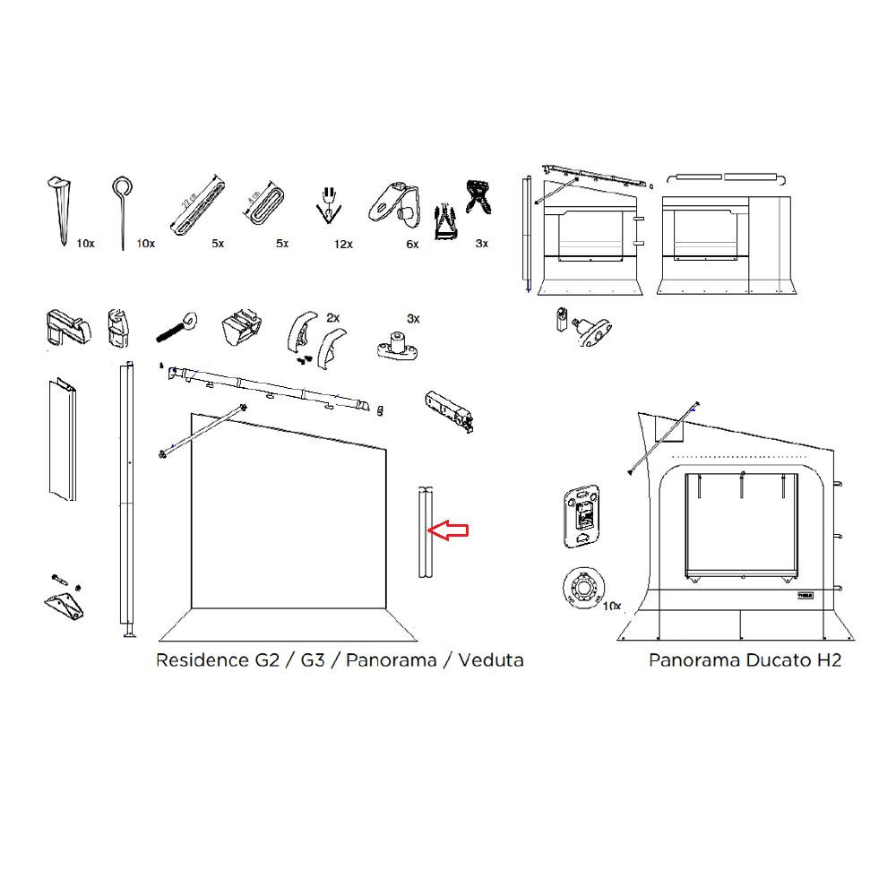 Thule Residence G3 Connecting Profile Zwart 1m