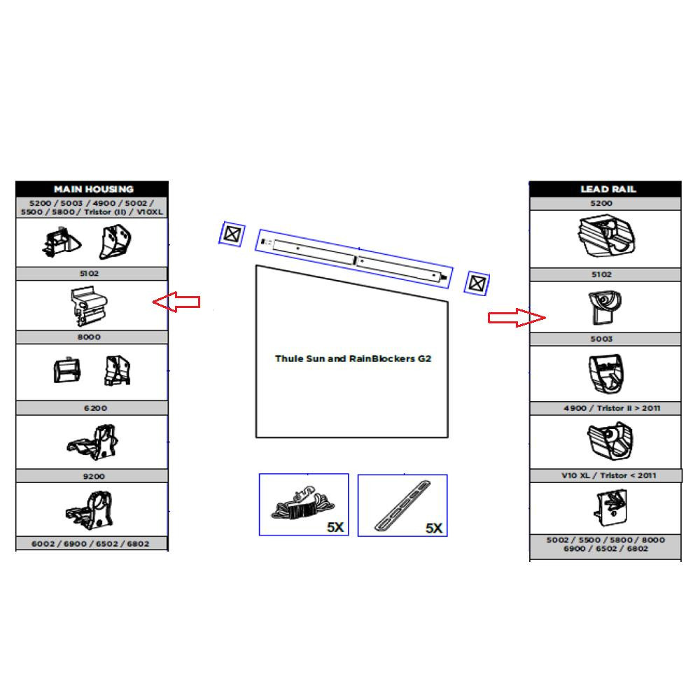 Thule Connection Pieces Tension Rafter 5102 Thule Connection Pieces Tension Rafter 5102