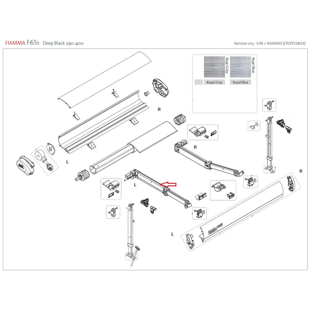 Fiamma F65S/L Linker Knikarm 015 320-490 Fiamma F65S/L Linker Knikarm 015 320-490