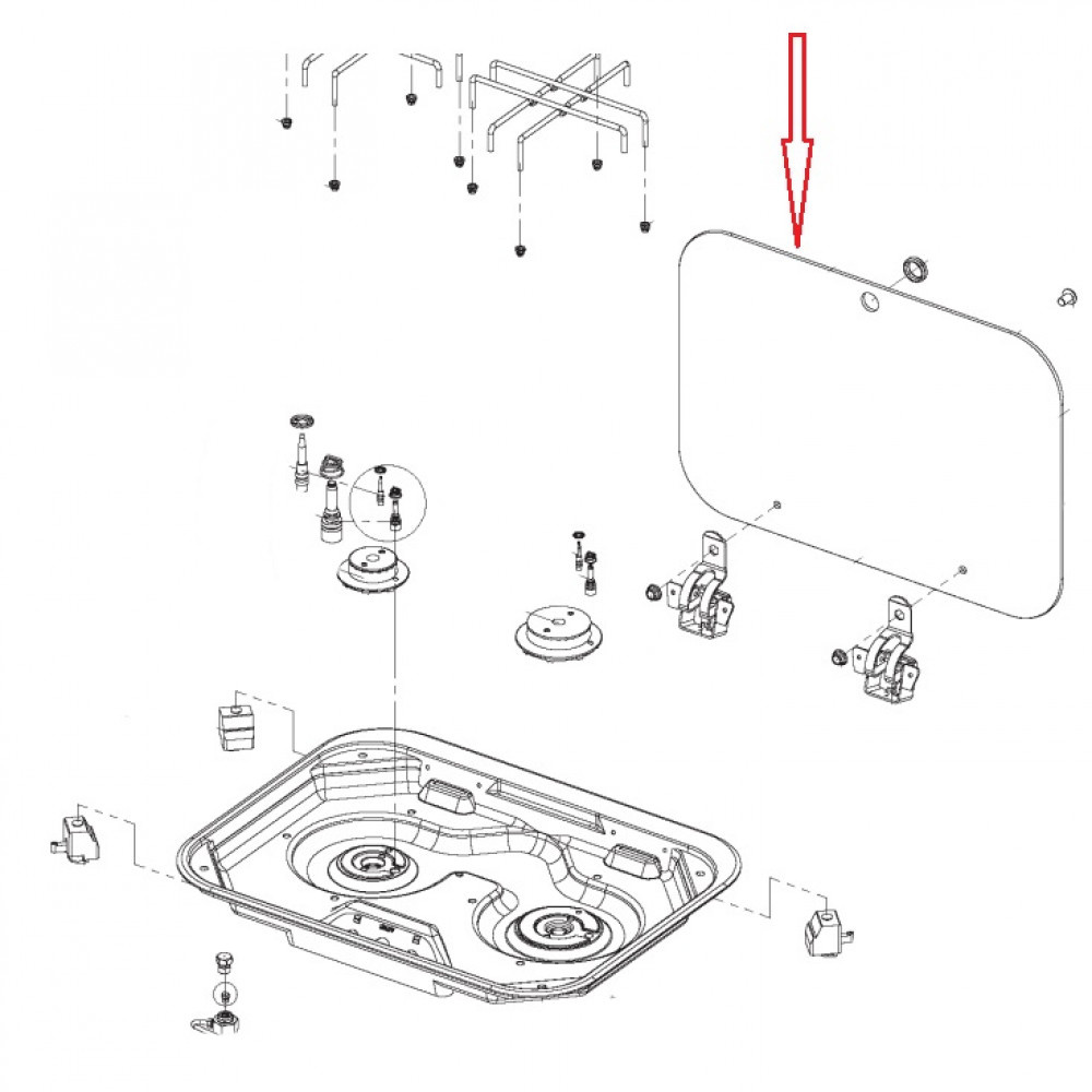Dometic Smev P18022 Glasdeksel Zwart Kookplaat