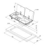 Can Kookplaat 2-Pits met Spoelbak Links FL1765-E Can Kookplaat 2-Pits met Spoelbak Links FL1765-E