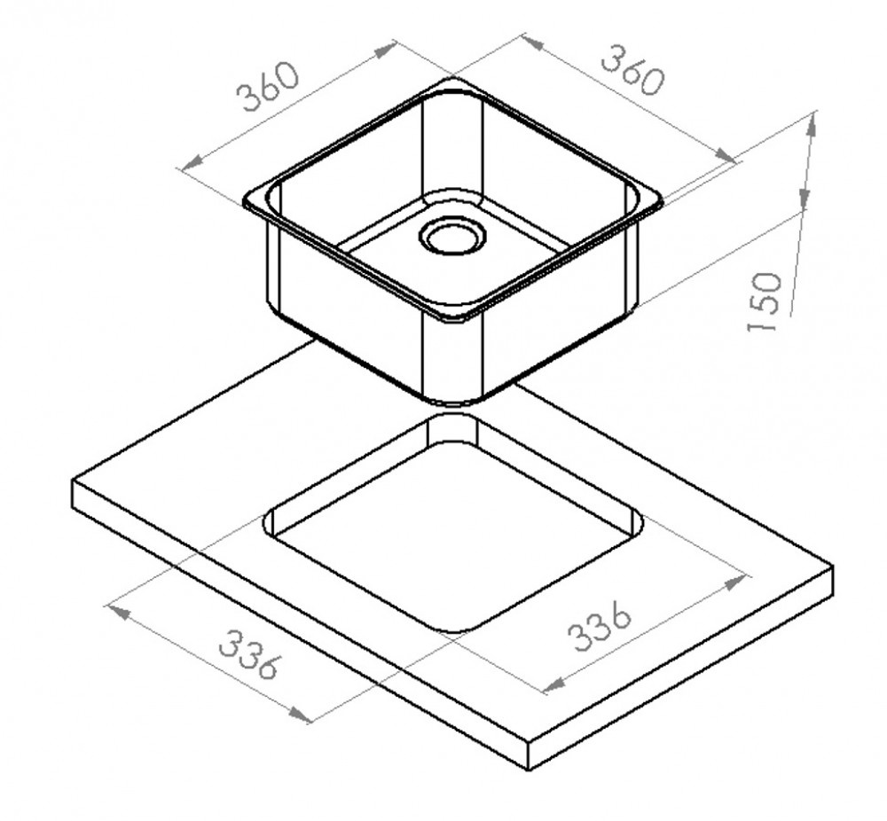 Navy Load Spoelbak Vierkant RVS Navy Load Spoelbak Vierkant RVS