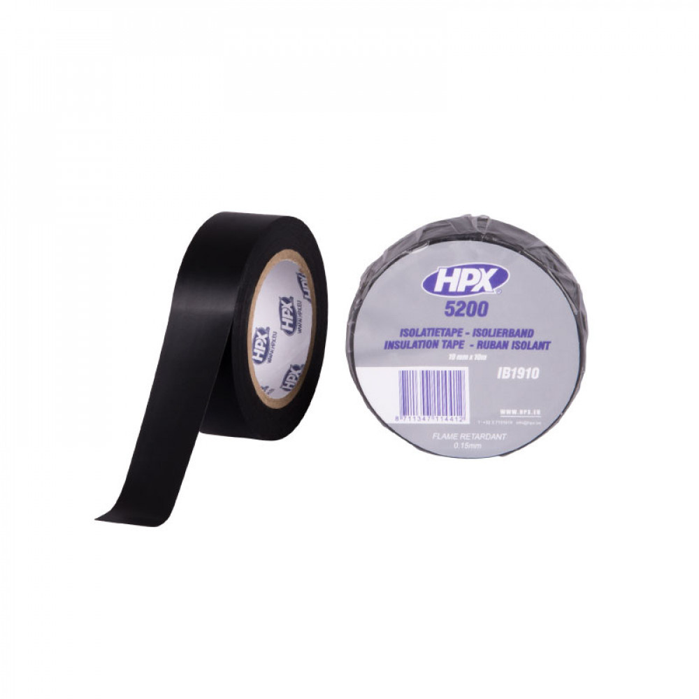 HPX PVC Isolatietape 10mtrx19mm Zwart HPX PVC Isolatietape 10mtrx19mm Zwart
