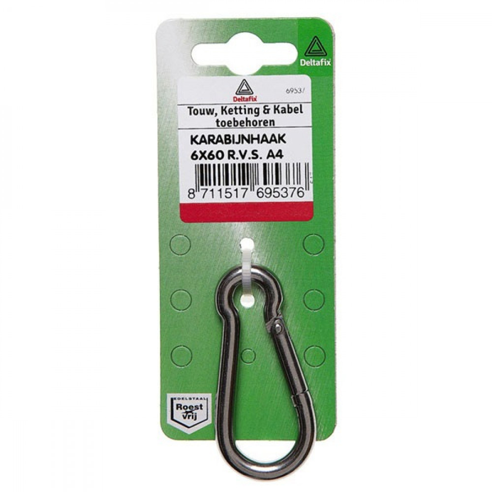 Deltafix Karabijnhaak RVS A4 80mm 1st Deltafix Karabijnhaak RVS A4 80mm 1st