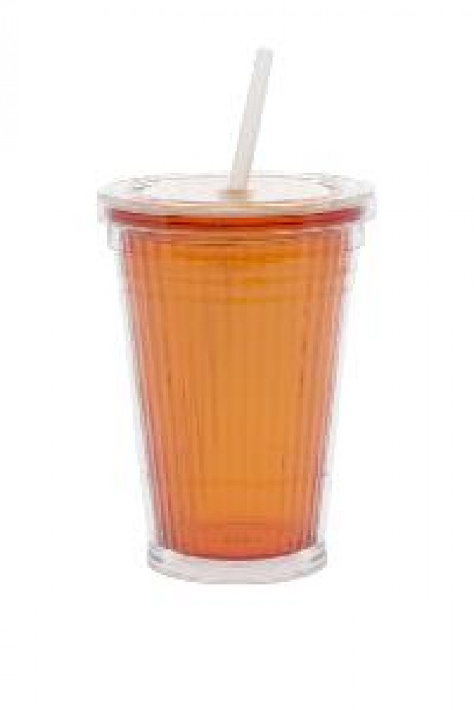 Gimex Drinkbeker met Rietje Oranje Gimex Drinkbeker met Rietje Oranje