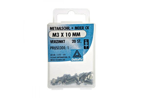 Deltafix Metaalschroef + Moer CK Verzinkt CK M3x10mm 20st