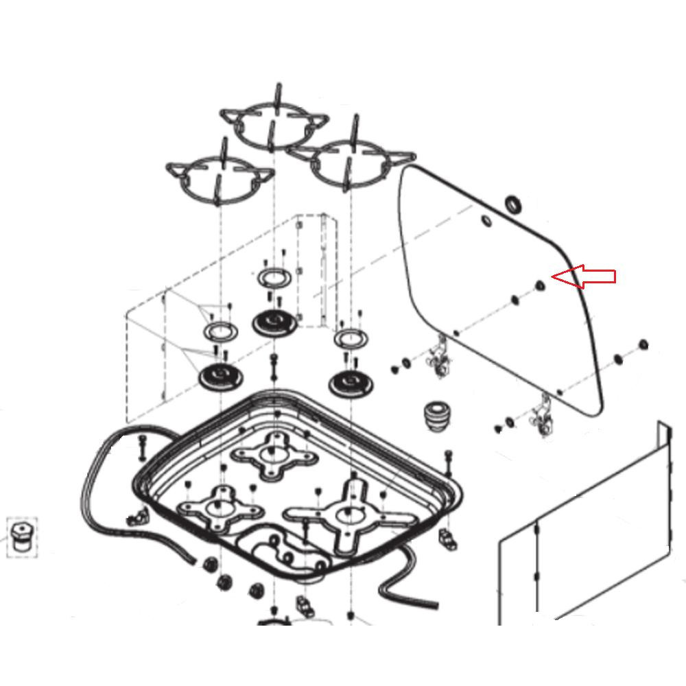 Dometic / Cramer 3-Pits - Glasplaat - RAL5008 Grijsblauw