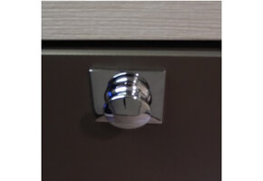 Mini Knop+Ring Vierkant Pushlock Glanzend Chroom 2st.
