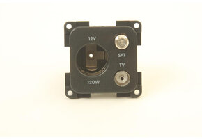 Presto Contactdoos 12V+TV+SAT Inbouw S-20.000 Zwart