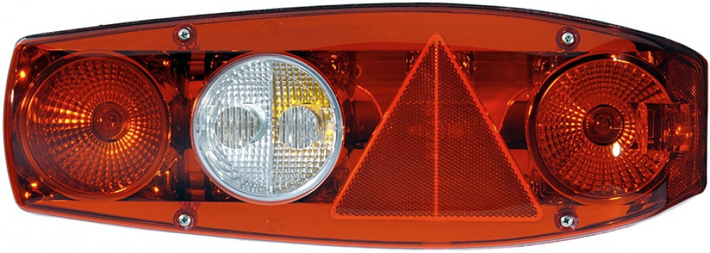 Hella Achterlicht Caraluna II Plus Rem/ Knipper/ Mist/ Achteruitrij/ Zijmarkering/ Driehoek Reflector Links Hella Achterlicht Caraluna II Plus Rem/ Knipper/ Mist/ Achteruitrij/ Zijmarkering/ Driehoek Reflector Links