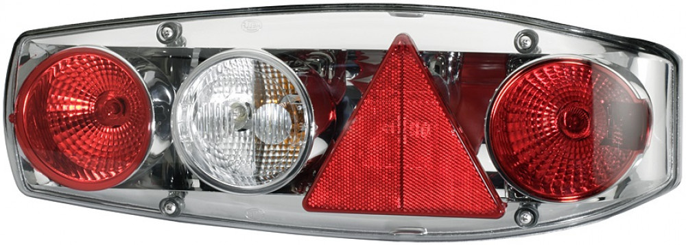 Hella Achterlicht Caraluna II Plus Rem/ Knipper/ Mist/ Achteruitrij/ Driehoek Reflector Links Hella Achterlicht Caraluna II Plus Rem/ Knipper/ Mist/ Achteruitrij/ Driehoek Reflector Links