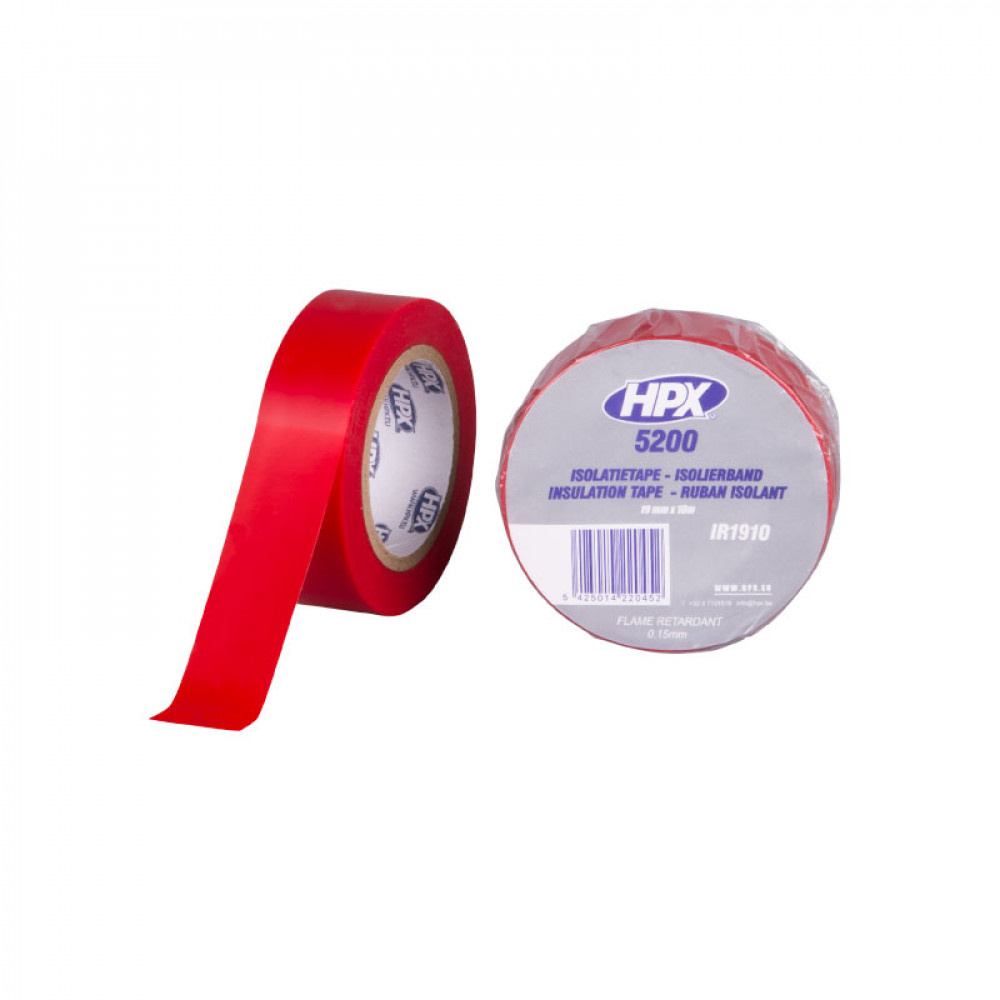 HPX PVC Isolatietape 10mtrx19mm Rood HPX PVC Isolatietape 10mtrx19mm Rood