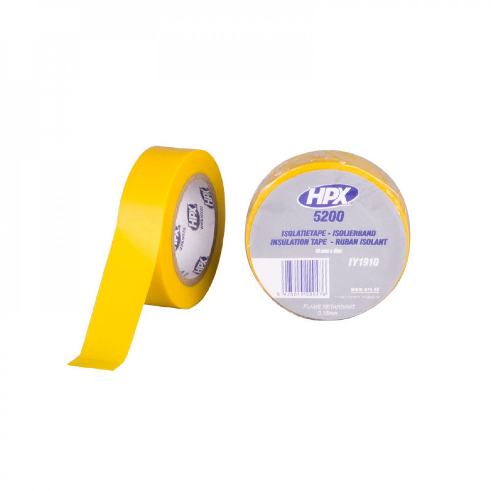 HPX PVC Isolatietape 10mtrx19mm Geel HPX PVC Isolatietape 10mtrx19mm Geel