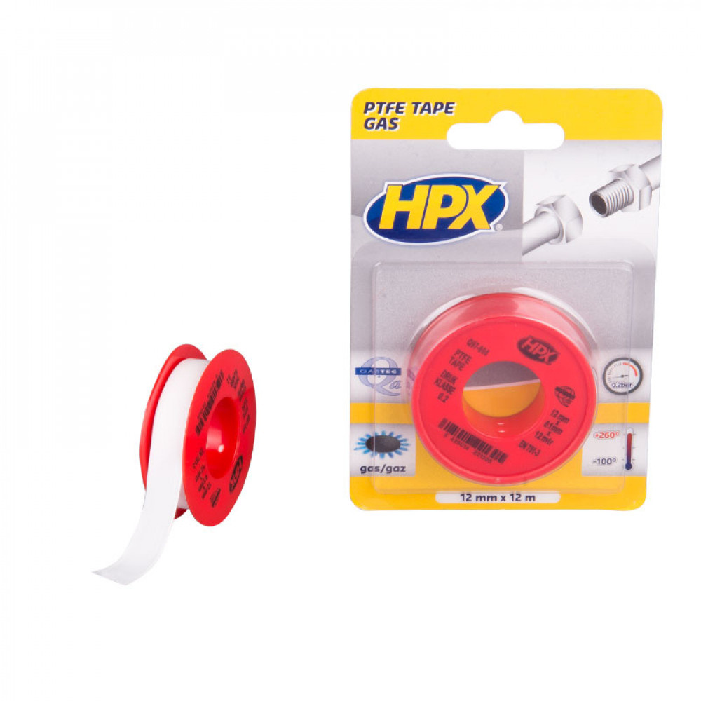 HPX PTFE Gasafdichtingstape 12mtrx12mm HPX PTFE Gasafdichtingstape 12mtrx12mm