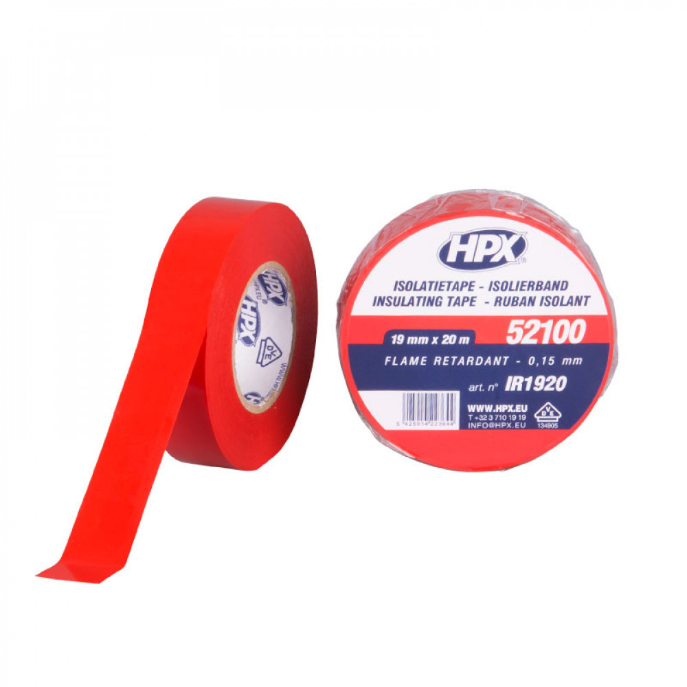 HPX PVC Isolatietape VDE 20mtrx19mm Rood HPX PVC Isolatietape VDE 20mtrx19mm Rood