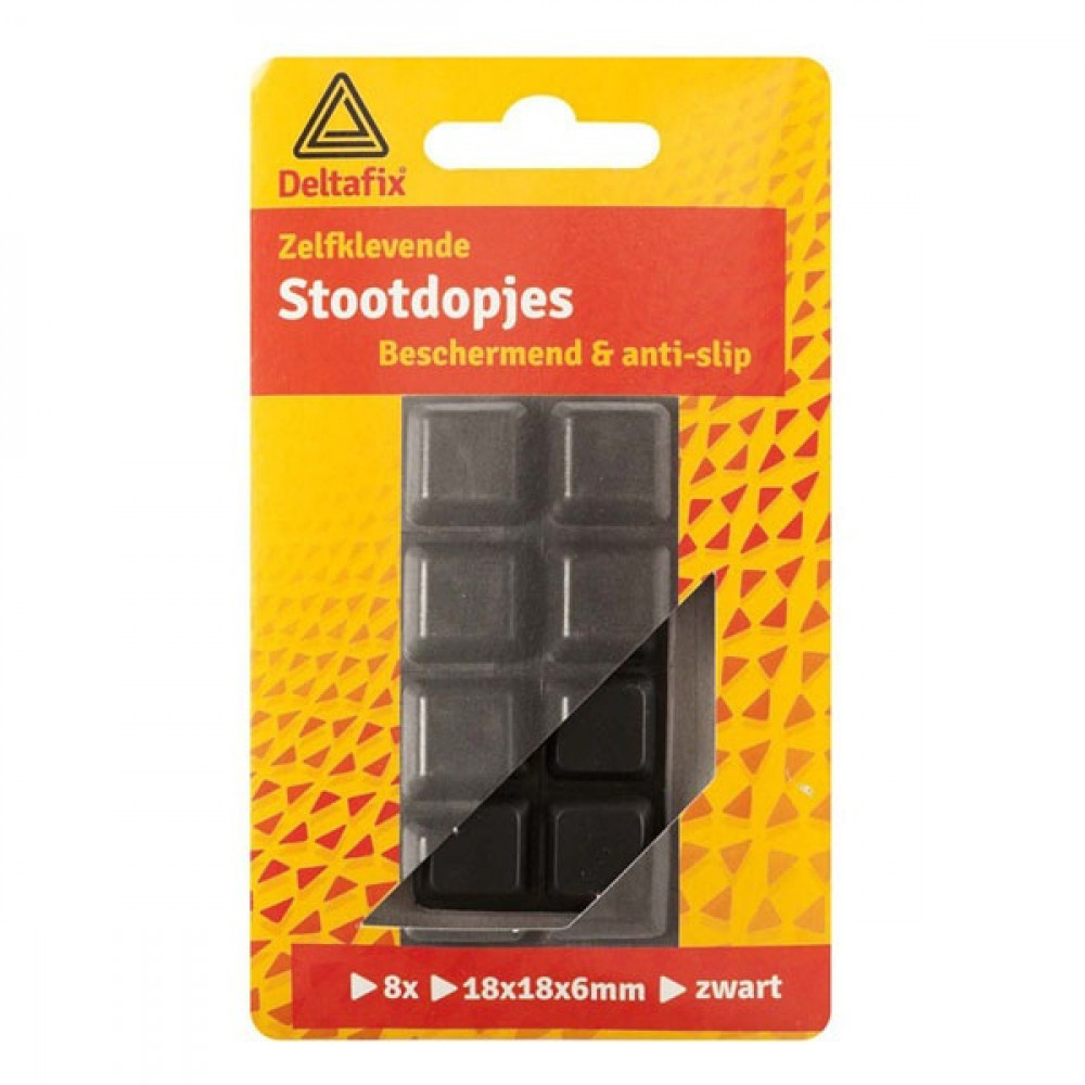 Deltafix Stootdopjes 18x18mm Zwart set 8st Deltafix Stootdopjes 18x18mm Zwart set 8st