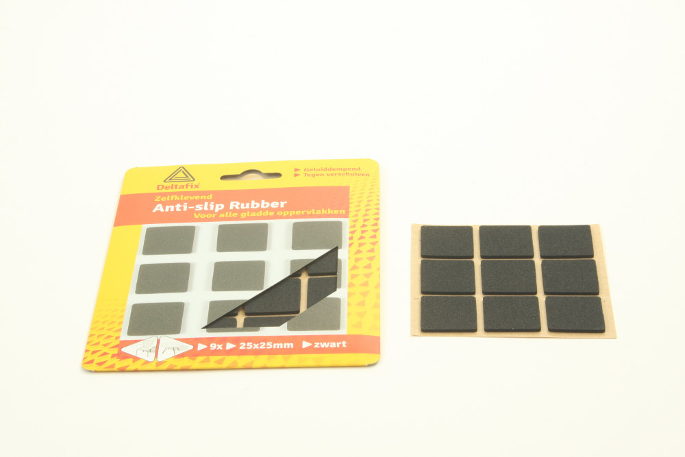 Deltafix Anti-Sliprubber 25x25mm Zwart 9st Deltafix Anti-Sliprubber 25x25mm Zwart 9st